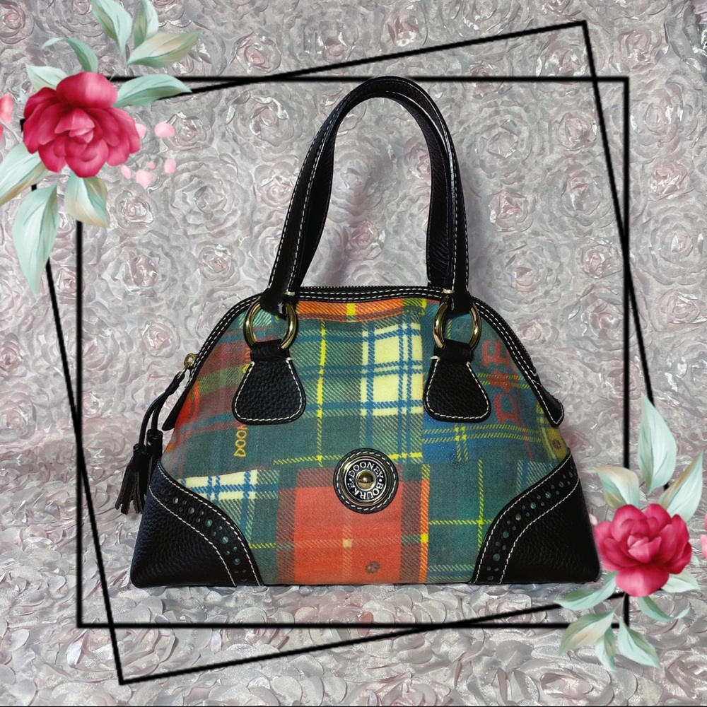 Dooney & Bourke Plaid Small Domed Leather Satchel